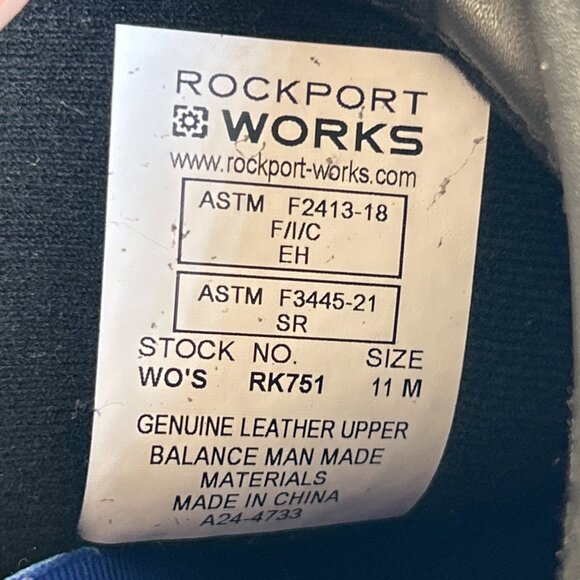 Rockport Works Ankle Boots 11M Black Leather Slip Resistant Steel Toe ASTM F2413 - Picture 13 of 13